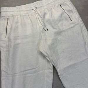 Athleta‎ Pants Women's 24 Cabo Linen Wide Leg White Drawstring Casual Summer Zip